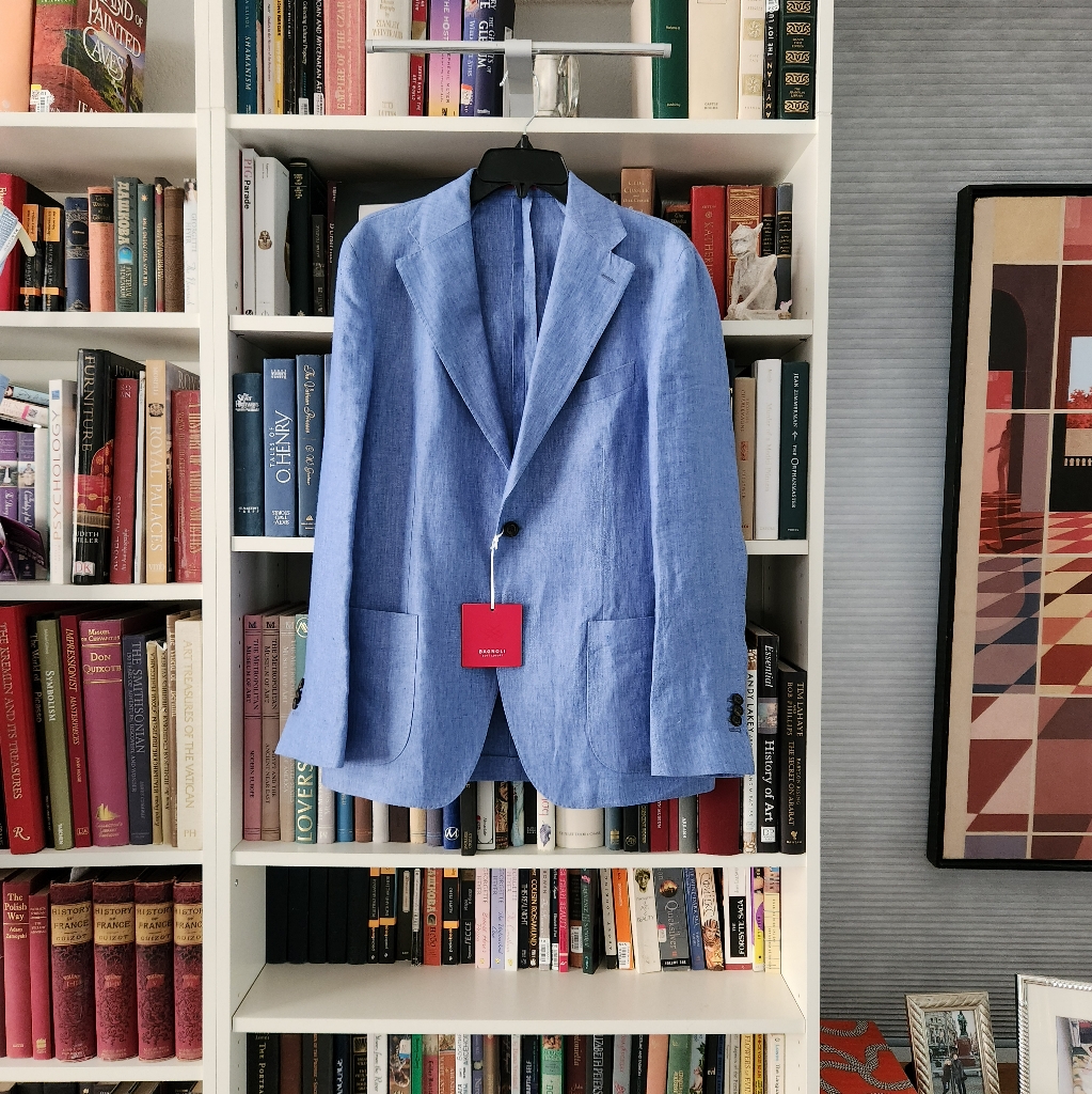 Men Bagnoli.Linen Blazer Size 50 Italian Slim Fits 48